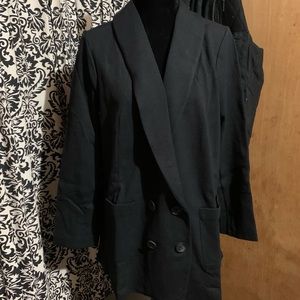 Castaluna Black Knit Double Breasted Blazer 16W